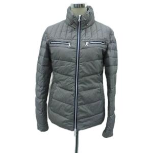 ダウンジャケット ミドル丈 48 M 黒 ブラック オフホワイト チェック柄 /HO36 GY61