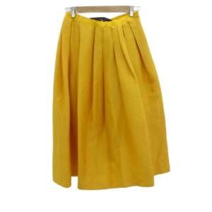フレアスカート ロング丈 麻 リネン シルク混 36 S イエロー 黄色 /HO39 GY61