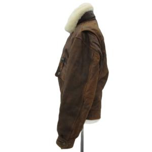 WIND ARMOR レザーフライトジャケット 革ジャン ライトブラウン ファー襟 ジップアップ /YS38 GY61