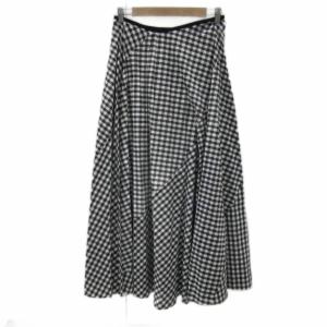 フレアスカート 40 M 黒 ブラック 白 ホワイト ギンガムチェック柄 マキシ丈 ロング丈 6524-299-1190