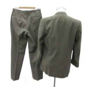 Ermenegildo Zegna スーツ セットアップ 上下 カーキ テーラードジャケット ミドル丈 ダブルボタン スラックスパンツ ロング丈