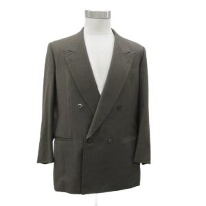 Ermenegildo Zegna スーツ セットアップ 上下 カーキ テーラードジャケット ミドル丈 ダブルボタン スラックスパンツ ロング丈