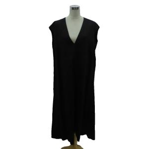 ワンピース Vネック ノースリーブ ロング丈 黒 ブラック 6526-299-1283 /HO10