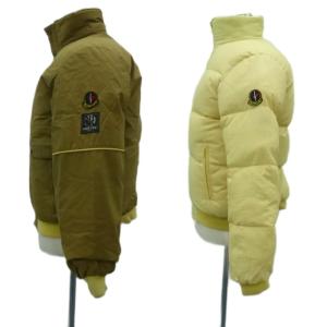 MONCLER SKIWEAR アシックス製 ヴィンテージ ダウンジャケット ミドル丈 リバーシブル 90-4 カーキ