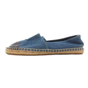 TORY BURCH カラーブロックフラットエスパドリーユ シューズ 7.5 ロゴ 青 ブルー /AE GY53