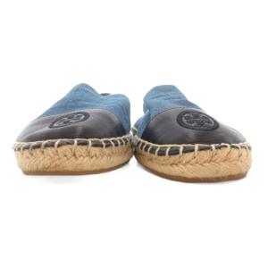 TORY BURCH カラーブロックフラットエスパドリーユ シューズ 7.5 ロゴ 青 ブルー /AE GY53