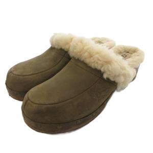 スリッポン 26cm シューズ レザー 本革 ボア 茶 ブラウン /AE GY53