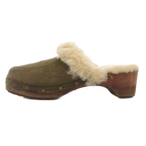 UGG australia スリッポン 26cm シューズ レザー 本革 ボア 茶 ブラウン /AE GY53