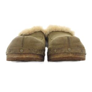 UGG australia スリッポン 26cm シューズ レザー 本革 ボア 茶 ブラウン /AE GY53