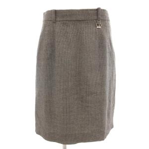 スポーツ SPORT ヴィンテージ タイトスカート ひざ丈 LL ロゴチャーム ツータック グレー /GV