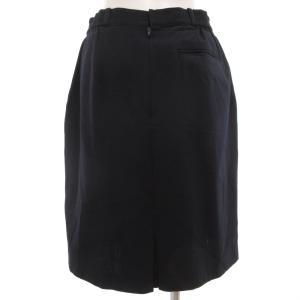 Christian Dior スポーツ SPORT ヴィンテージ ひざ丈スカート タイト L ウール ペチコート付 ロゴ刺繍 紺 ネイビー