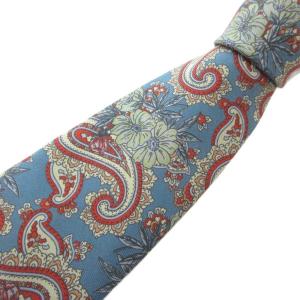 MONSIEUR ネクタイ カジュアル 絹 シルク ペイズリー柄 青 ブルー /GV GY53