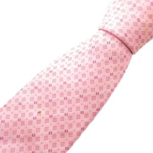 ROMA ネクタイ ビジネス 絹 シルク 総柄 ピンク /GV GY53