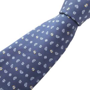 タグ付き ネクタイ カジュアル 絹 シルク 総柄 紺 ネイビー /GV GY53