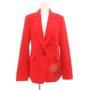 テーラードジャケット 花がらプリント 総裏地 センターベント 38 赤 レッド /JS GY53