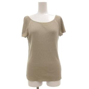 BOUTIQUE ヴィンテージ リブニット セーター 絹 シルク フレンチスリーブ L ベージュ /JS