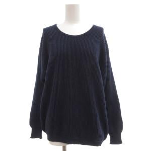 リブニット セーター プルオーバー カシミヤ混 3 紺 ネイビー /JS GY53