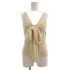 フロントリボンニット セーター カシシル カシミヤ シルク混 ノースリーブ S アイボリー /JS GY53