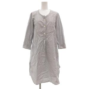 ポロワンピース シャツ バンドカラー ひざ丈 グレー /JS GY53