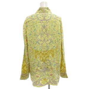 ETRO 長袖シャツ ブラウス カジュアル 絹 シルク 花柄 総柄 46 黄 イエロー /GV GY53