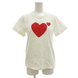 レッドバックロゴハートTシャツ カットソー 半袖 クルーネック ロゴワッペン L 白 ホワイト 赤 レッド