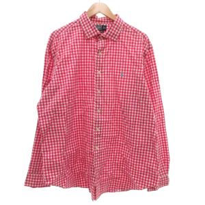 WESTERTON シャツ 長袖 ポニー刺繍 ギンガムチェック XXL ピンク /JS GY53