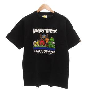 アングリーバーズコラボ Tシャツ 半袖 プリント L 黒 ブラック /JS GY53