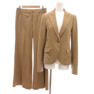 セットアップ テーラードジャケット スラックス ワイドパンツ 2 茶 ブラウン /JS GY53
