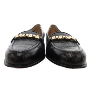 Salvatore Ferragamo チェーンローファー ガンチーニ レザー 型押し 6 黒 ブラック /JS GY53