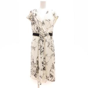 カットワンピース 花がら ノースリーブ ミモレ ロング L 白 ホワイト 黒 ブラック /JS GY53