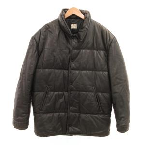 BOUTIQUE レザージャケット 中綿 ブルゾン ジップアップ 52 黒 ブラック /JS GY53