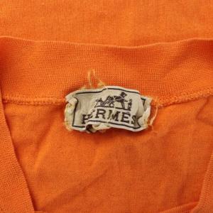 HERMES Tシャツ カットソー 半袖 クルーネック Hロゴ パンチング L オレンジ /XZ
