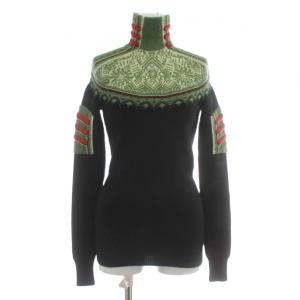 ニット セーター ノルディック柄 XS ブラック グリーン