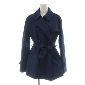 トレンチコート 長袖 ミドル 総裏地 ダブル ロゴ S 紺 ネイビー /MQ
