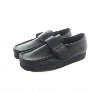 ローファー モカシン スクエアトゥ レザー ロゴ 26.5cm 黒 ブラック 61151729 /MQ