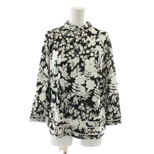 カットソー 花柄 ハイネック LL ホワイト ブラック 0149519