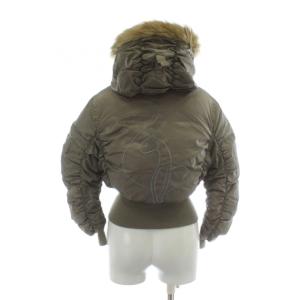 Calvin Klein フライトジャケット ミリタリー アウター ナイロン ファー 毛皮 ショート丈 ギャザー フード ジップアップ