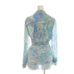 Emilio Pucci ヴィンテージ ブラウス 総柄 8 ブルー