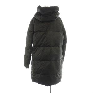 MAX MARA WEEKEND LINE ダウンコート 長袖 ダッフル ジップアップ フード 総柄 42 L 黒 ブラック 茶 ブラウン /MQ