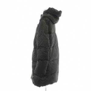MAX MARA WEEKEND LINE ダウンコート 長袖 ダッフル ジップアップ フード 総柄 42 L 黒 ブラック 茶 ブラウン /MQ