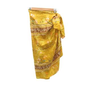 ラップスカート タイトスカート ロング丈 マキシ丈 シルク 42 XL 黄 イエロー /SY14 GY61