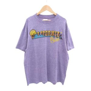 Tシャツ カットソー 半袖 紫 パープル プリント /SY29 GY61