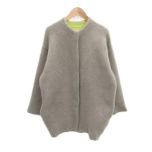 ニットカーディガン ミドル丈 ウール混 F ベージュ オーバーサイズ /SY42 GY61