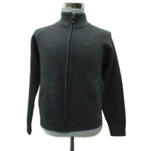 ニットジャケット ミドル丈 S チャコールグレー スタンドカラー /HO1 GY61