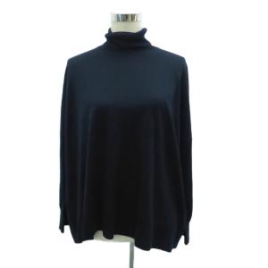 タートルネック セーター ニット 長袖 ウール 38 M ネイビー 紺 /HO52 GY61