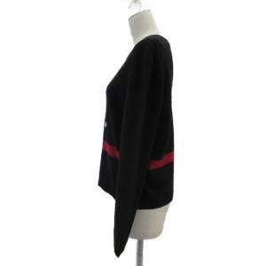 SONIA RYKIEL セーター ニット ウール アンゴラ混 42 L 黒 ブラック 総柄 長袖 ラウンドネック /YS23 GY61