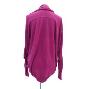 TSUMORI CHISATO ニットカーディガン ドレープカーディガン ミドル丈 前開き 2 M マゼンタ ラインストーン /HO38