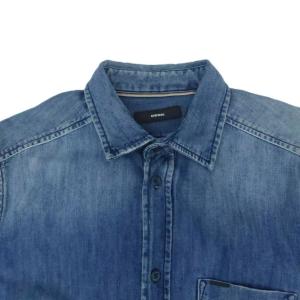 DIESEL デニムシャツ カジュアルシャツ 半袖 ロールアップ  S 青 ブルー /HO44 GY61