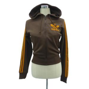 ジャケット パーカー ミドル丈 XS ブラウン 茶 オレンジ ライン /HO39 GY61