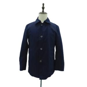 トロッターコート ステンカラーコート スプリングコート ショート丈 L 40 ネイビー 紺 ライナー付き